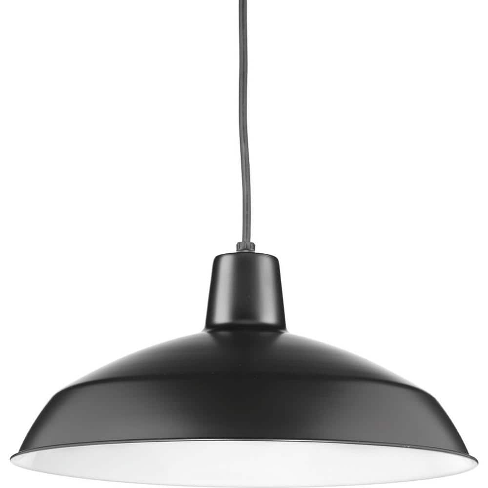 Matte Black Glass Indoor/Outdoor Pendant Light, 16" Wide