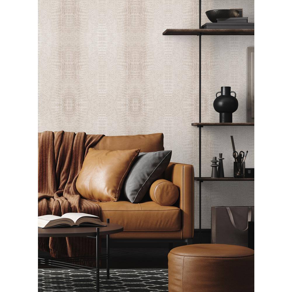 Beige Crocodile Embossed Peel and Stick Wallpaper Roll
