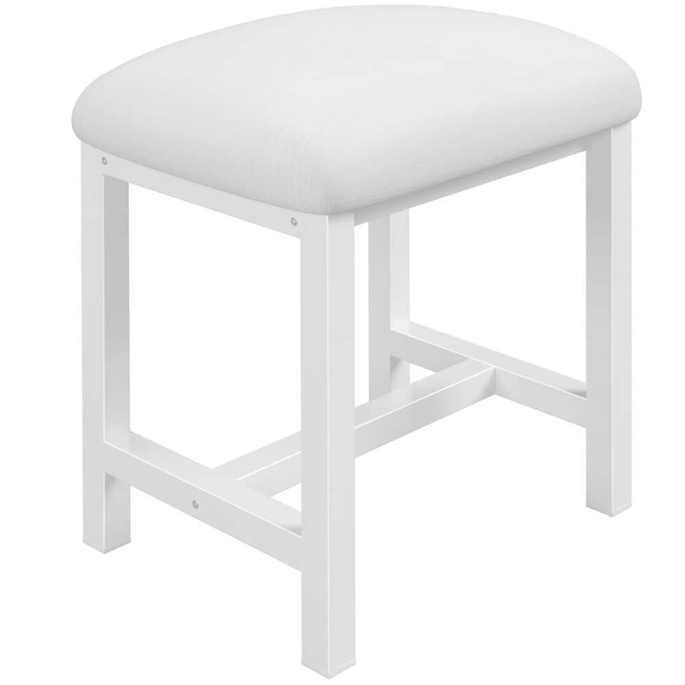 White Faux Leather Makeup Vanity Stool with Cushion for Small Spaces, Living Room, Bedroom, Entryway, Ottoman Foot Rest price history on PriceWatchPro