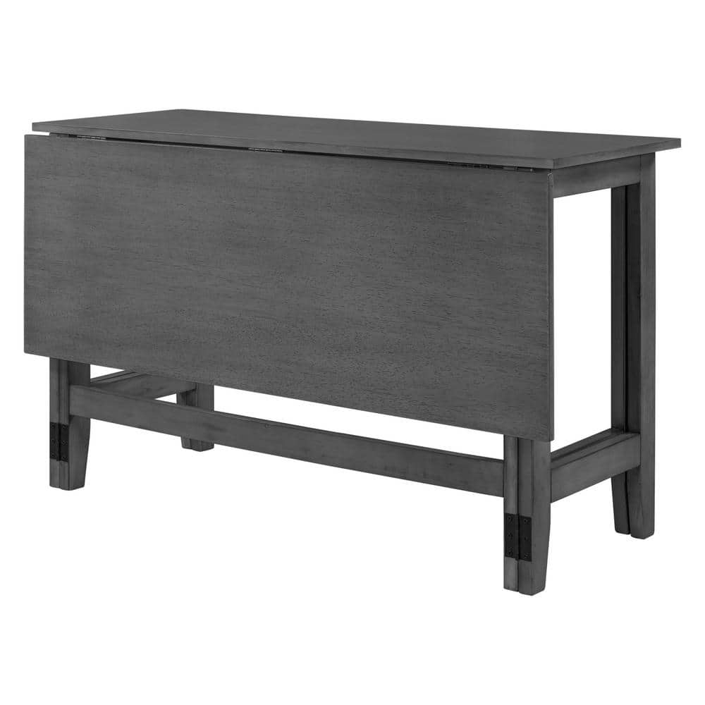 47 in. Dark Gray Wood Extendable Rectangle Outdoor Dining Table