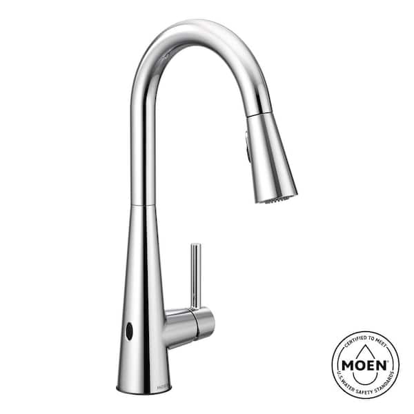 Sleek Chrome 15.56 in. H Touchless Pull Down Sprayer Kitchen Faucet with 360 Degree Spout Swivel and Power Clean