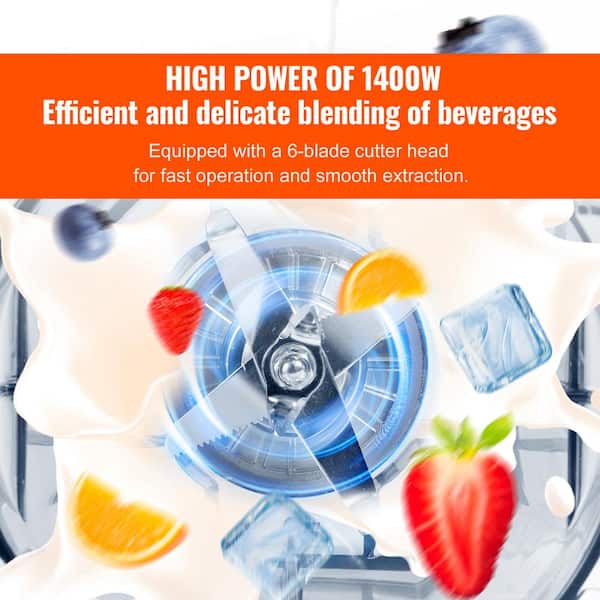 Professional Blender Commercial Countertop Blender 68 oz. Jar Stainless Steel Single Speed 3-Functions for Drinks Black
