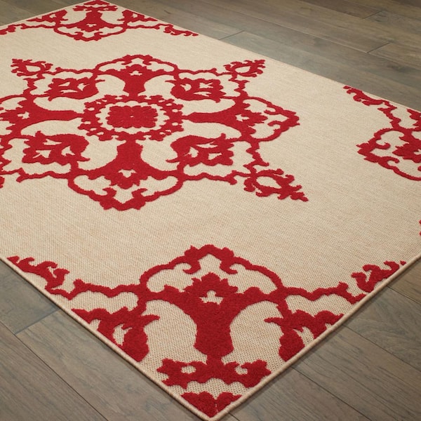 Oceana Red 5 ft. x 8 ft. Outdoor Patio Area Rug