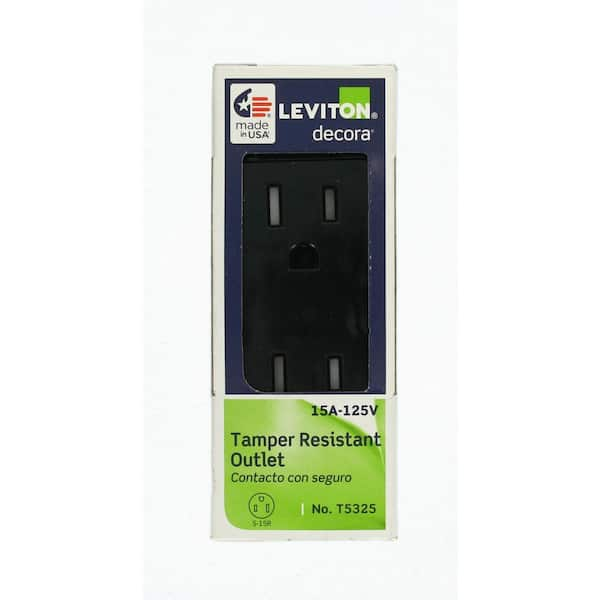 Decora 15 Amp 125 V Tamper Resistant Duplex Outlet/Receptacle, Black (1-Pack) T5325-DE