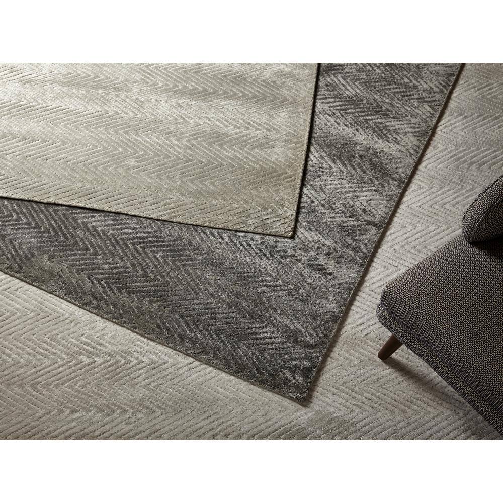 Charcoal Herringbone Hand-Knotted Viscose 8' x 10' Area Rug