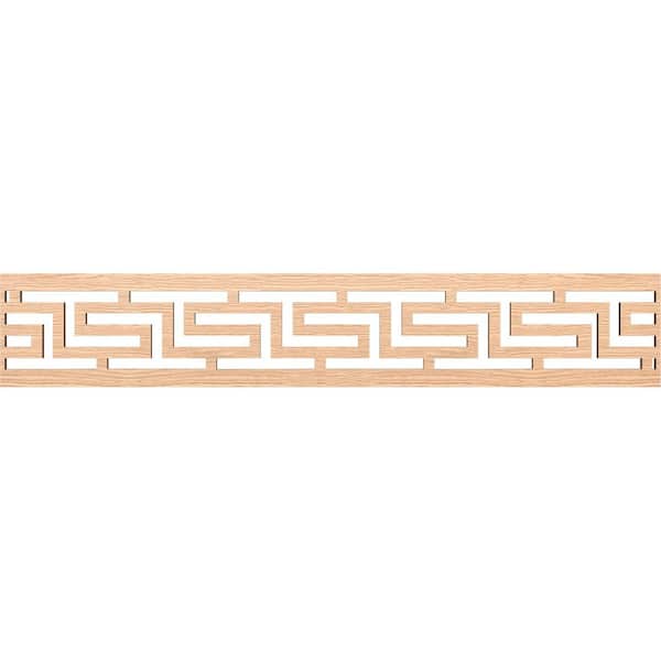 Ekena Millwork Tulum Fretwork 0.375 in. D x 46.625 in. W x 8 in. L Red Oak Wood Panel Moulding