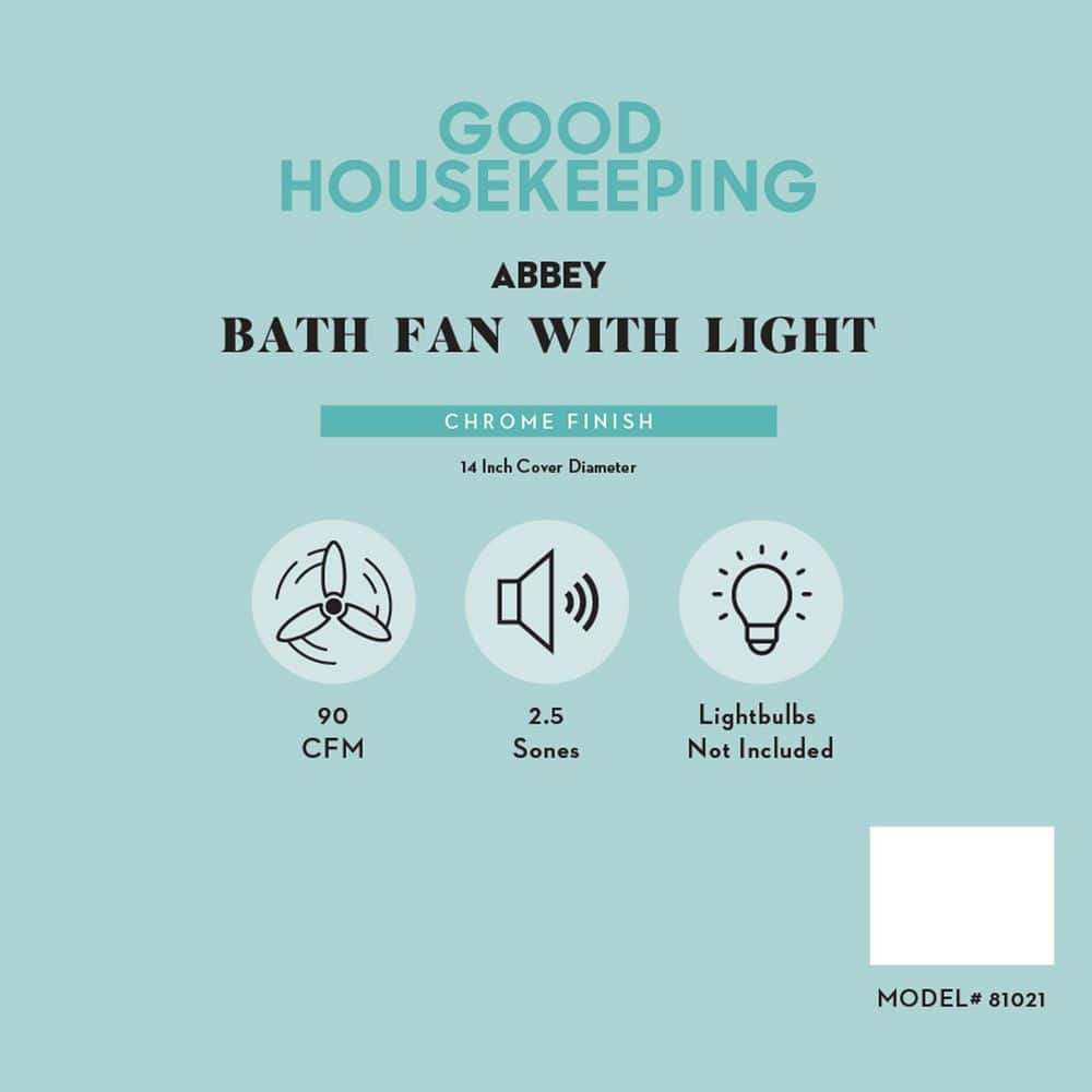 Abbey Chrome and Porcelain Bathroom Ventilation Exhaust Fan with Light