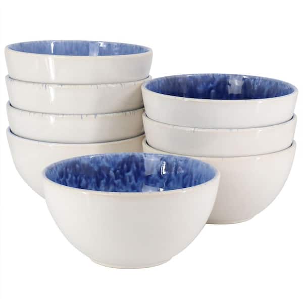 Meritage Kensington 8-Piece 28oz. 6-in. Reactive Glaze Stoneware Cereal Bowl Set in Mazarine Blue