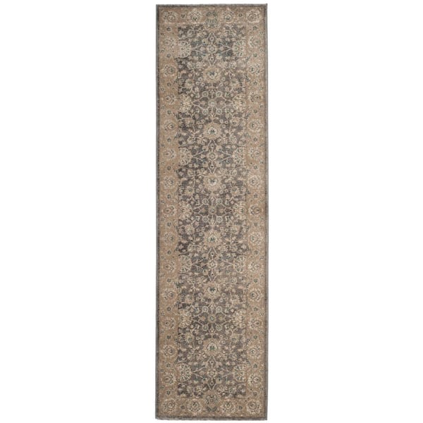 SAFAVIEH Sofia Light Gray/Beige 2 ft. x 10 ft. Border Runner Rug