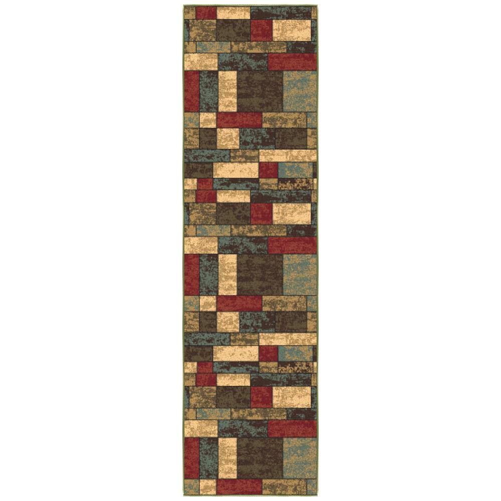 Multicolor Synthetic Non-Slip Runner Rug 1'10" x 7'