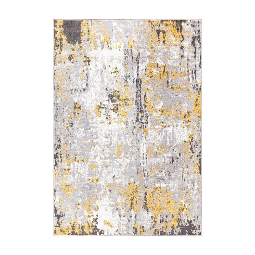 World Rug Gallery Contemporary Abstract Anti-Fatigue Standing Mat - Yellow 18x47