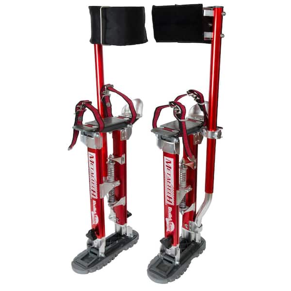 MetalTech Buildman 18 in. to 30 in. Aluminum Adjustable Self-Locking Drywall Stilts with Anti-Fatigue Straps, 225 lbs. Capacity