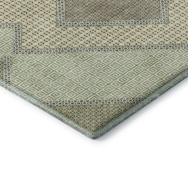 Mayfield Premium Machine Washable Abstract AMF2111 Green 3 ft. x 4 ft. Area Rug