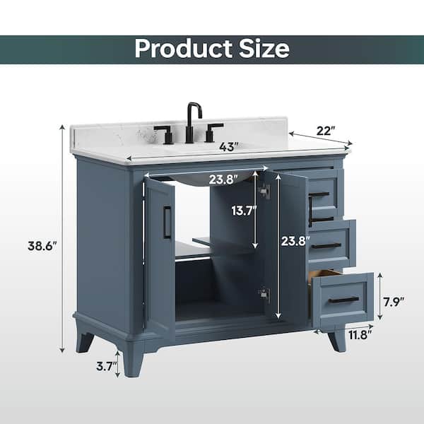 DELUXE DL LIVING Rawsonville 43 in. Single Sink Freestanding Steel