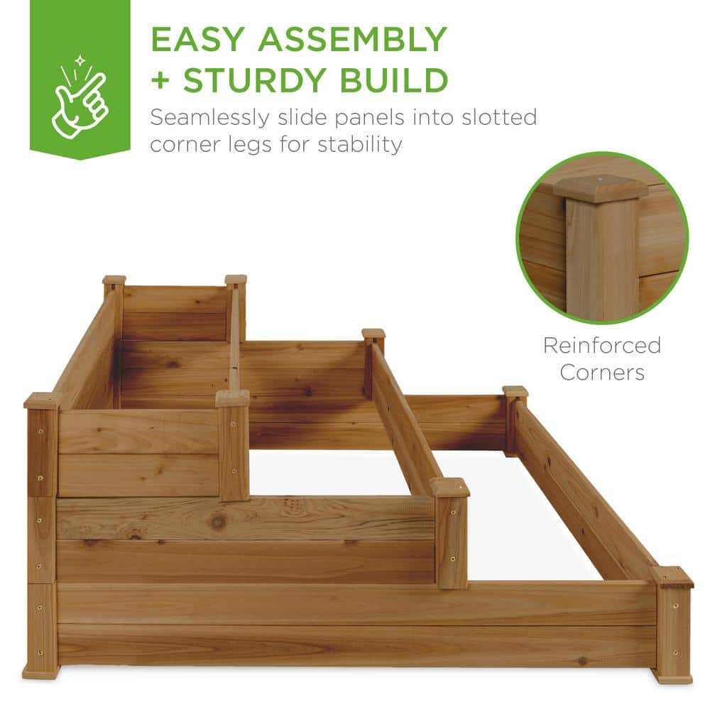 Acorn Brown 3-Tier Fir Wood Raised Garden Bed Planter