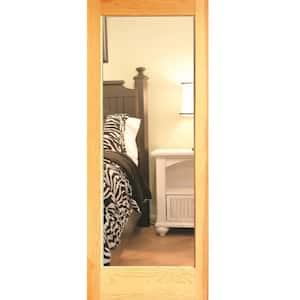 Reflections 24 in. x 80 in. Solid Hybrid Core Full Lite Mirrored Glass Unfinished Pine Wood Interior Door Slab