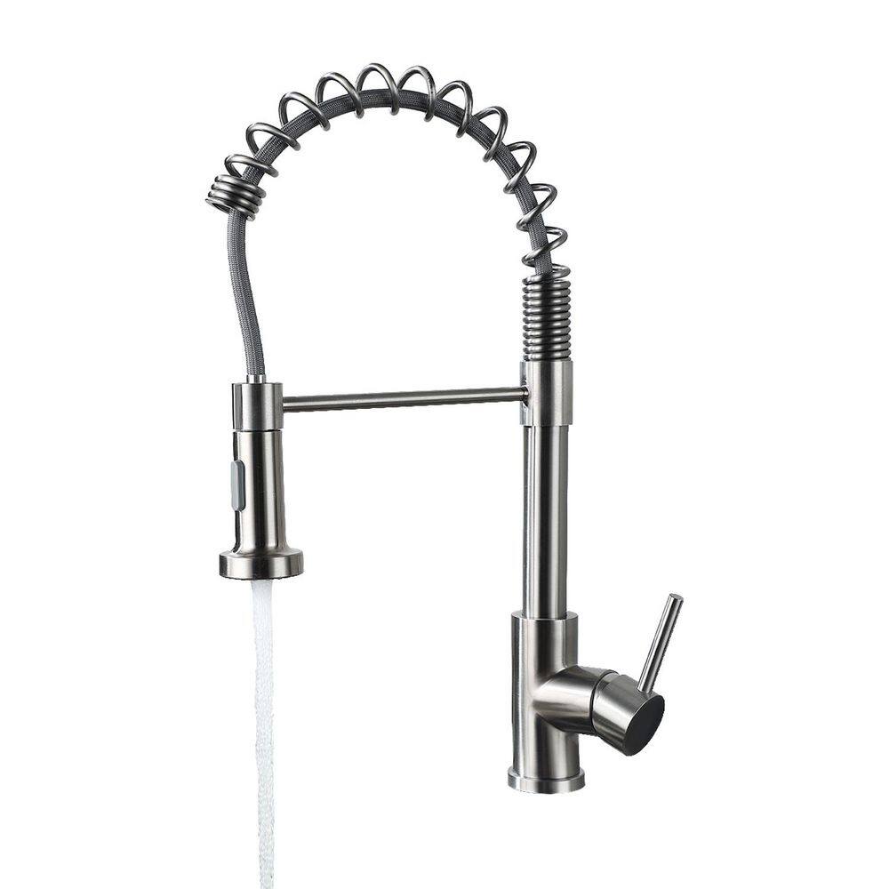 18.89 in. Single Handle 360° Spout Swivel Pull Down Sprayer Kitchen Sink Faucet in Brushed Nickel price history on PriceWatchPro