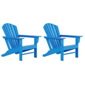 Mason Pacific Blue Poly Plastic Outdoor Patio Classic Adirondack Chair, Fire Pit Chair (Set of 2)