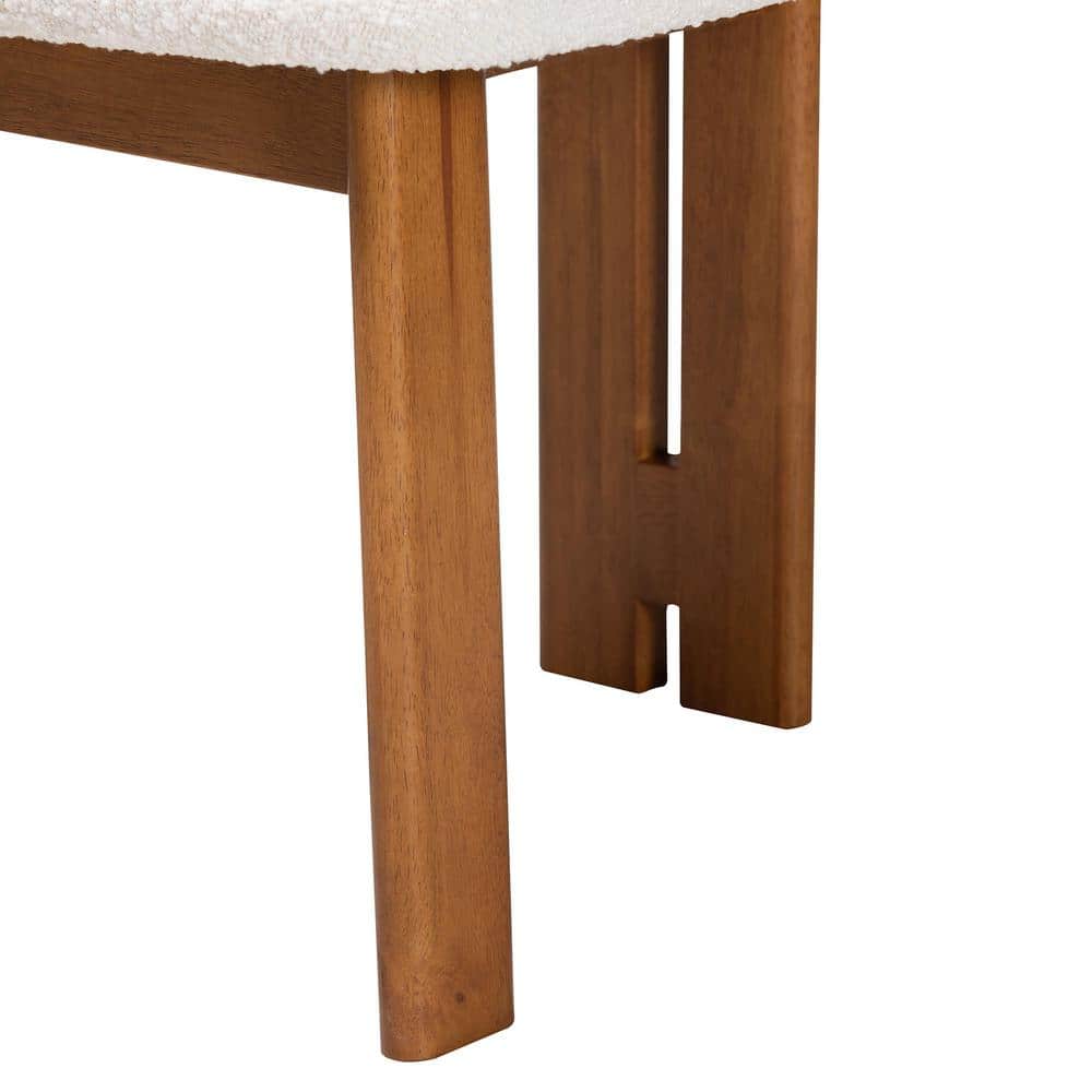Kacela Cream Boucle Upholstered Side Chair with Walnut Wood Frame