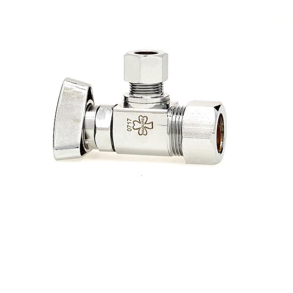 MCGUIRE MANUFACTURING CO., INC. Convertible II 1/2 in. Compression x 3/8 in. O.D. Quarter-Turn Angle Ball Valve in Chrome