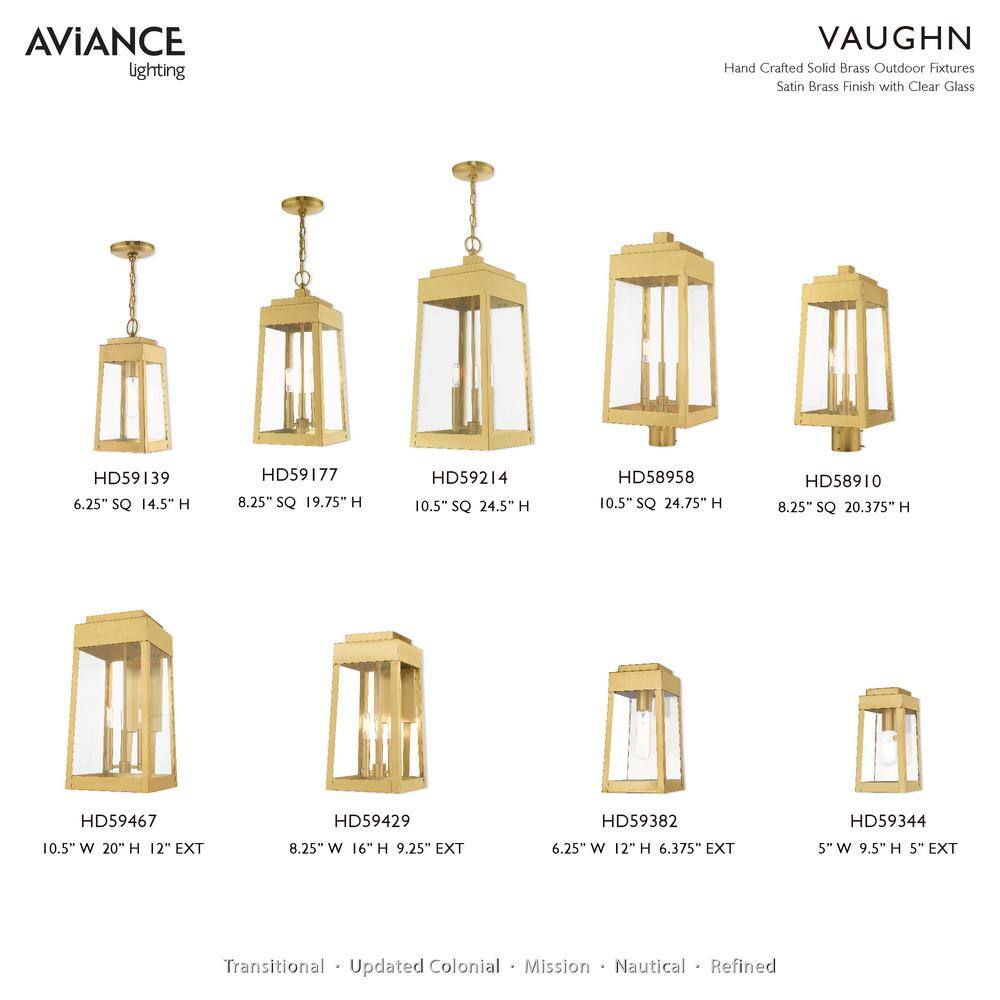 Satin Brass and Clear Glass Modern Industrial Outdoor Lantern