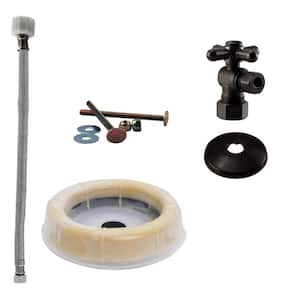 1/2 in. Nominal Compression Cross Handle Angle Stop Toilet Supply Kit in Oil Rubbed Bronze