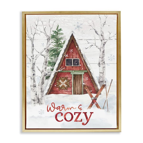 Stupell Industries Warm and Cozy Cabin by Courtney Morgenstern 1-Piece Floater Frame Graphic Print Typography Art Print 21 in. x 17 in.