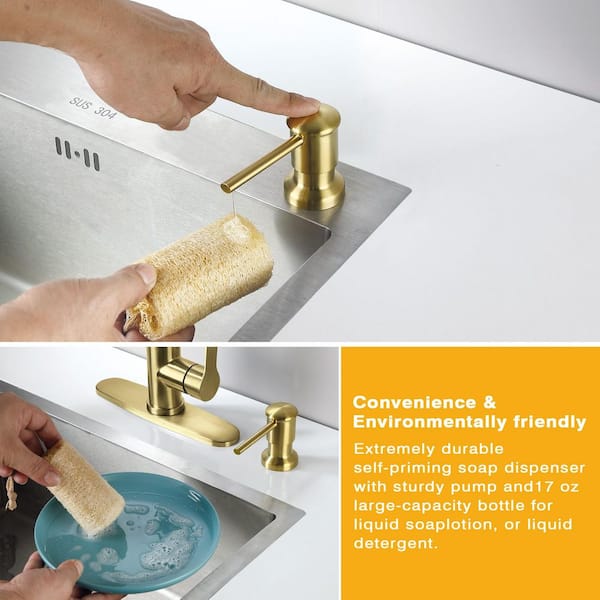 ATKING Straight Nozzle Stainless Steel Soap Dispenser in Brushed