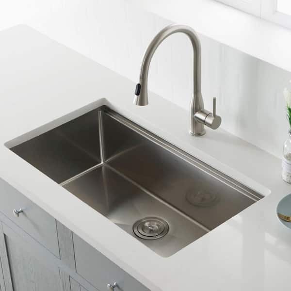 KIBI 33 in. Undermount Single Bowl Stainless Steel Workstation