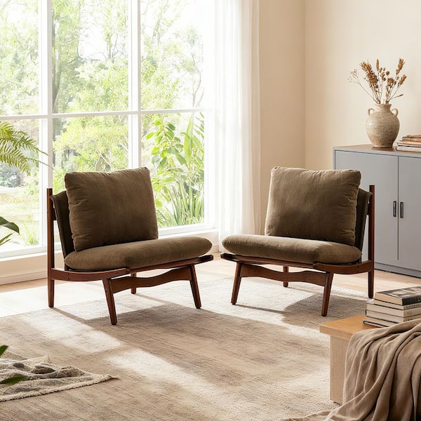 Polibi Espresso\Walnut Polyester Arm Chair Set of Two with Natural