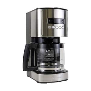 12-Cup Programmable Coffee Maker, Black and Stainless Steel, Reusable Filter