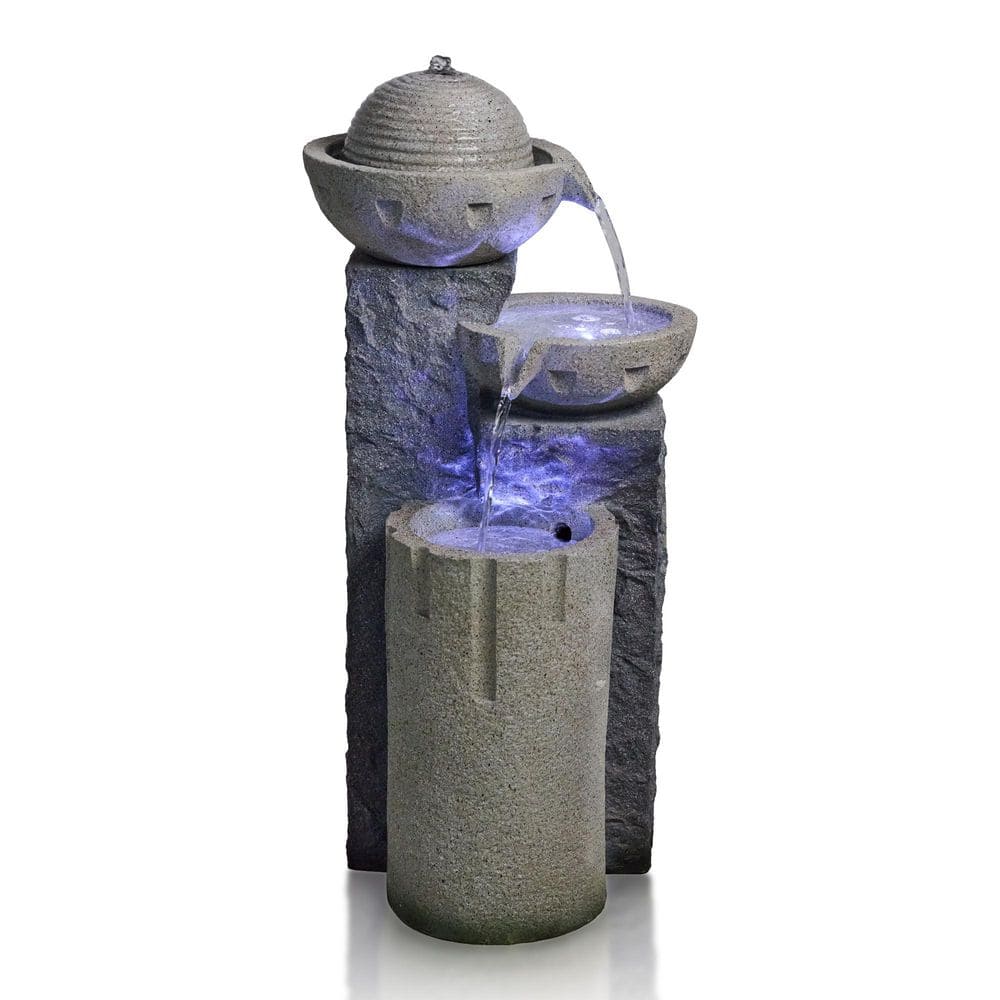 29 in. Electric Polyresin 3-Tier Outdoor Garden Cascade Fountain with Soothing Sounds and LED Lights price history on PriceWatchPro