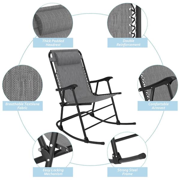 Foredawn Gary Metal Outdoor Rocking Chair Folding Light