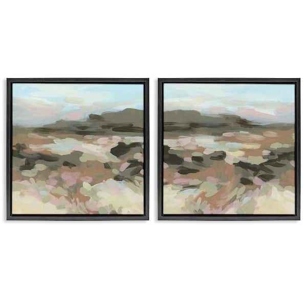 Desert Impression Abstraction by June Erica Vess 2-Pieces Black Floater Frame Nature Graphic Art Print 25 in. x 25 in.