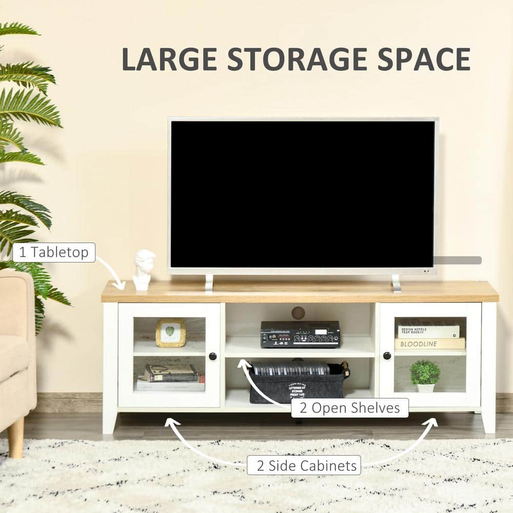 Modern White Entertainment Center with Spacious Storage