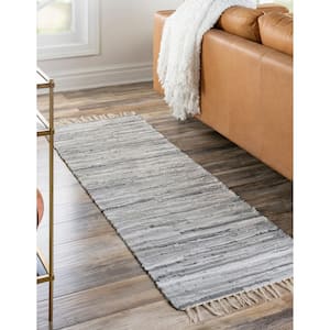 Chindi Cotton Striped Gray 2 ft. x 7 ft. Runner Rug