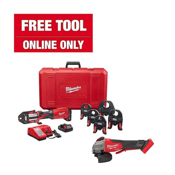 M18 18V Brushless Cordless FORCE LOGIC Copper Press Tool Kit w/M18 FUEL 18V Brushless Cordless 4-1/2 in./5 in. Grinder