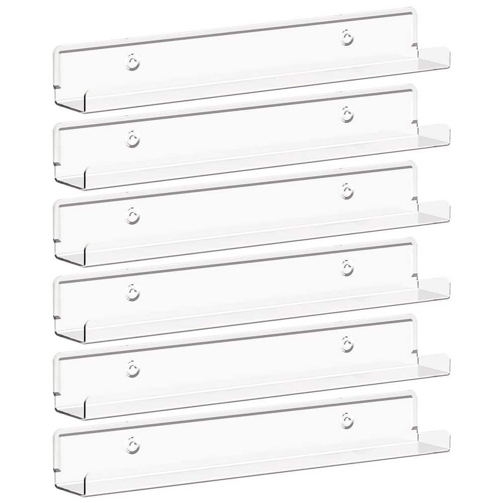 12 in. W x 1.7 in. D Clear Acrylic Wall Shelf for Vinyl Record, Decorative 