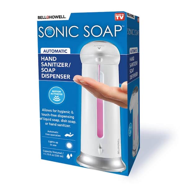 BELL+HOWELL Sonic Soap 11.15 fl. oz. Capacity White Motion Sensor Automatic Hand Sanitizer or Soap Dispenser