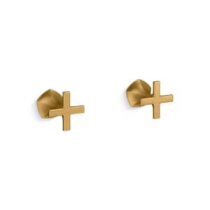 Occasion Wall-Mount Bathroom Sink Faucet Cross Handle Trim, Vibrant Brushed Moderne Brass
