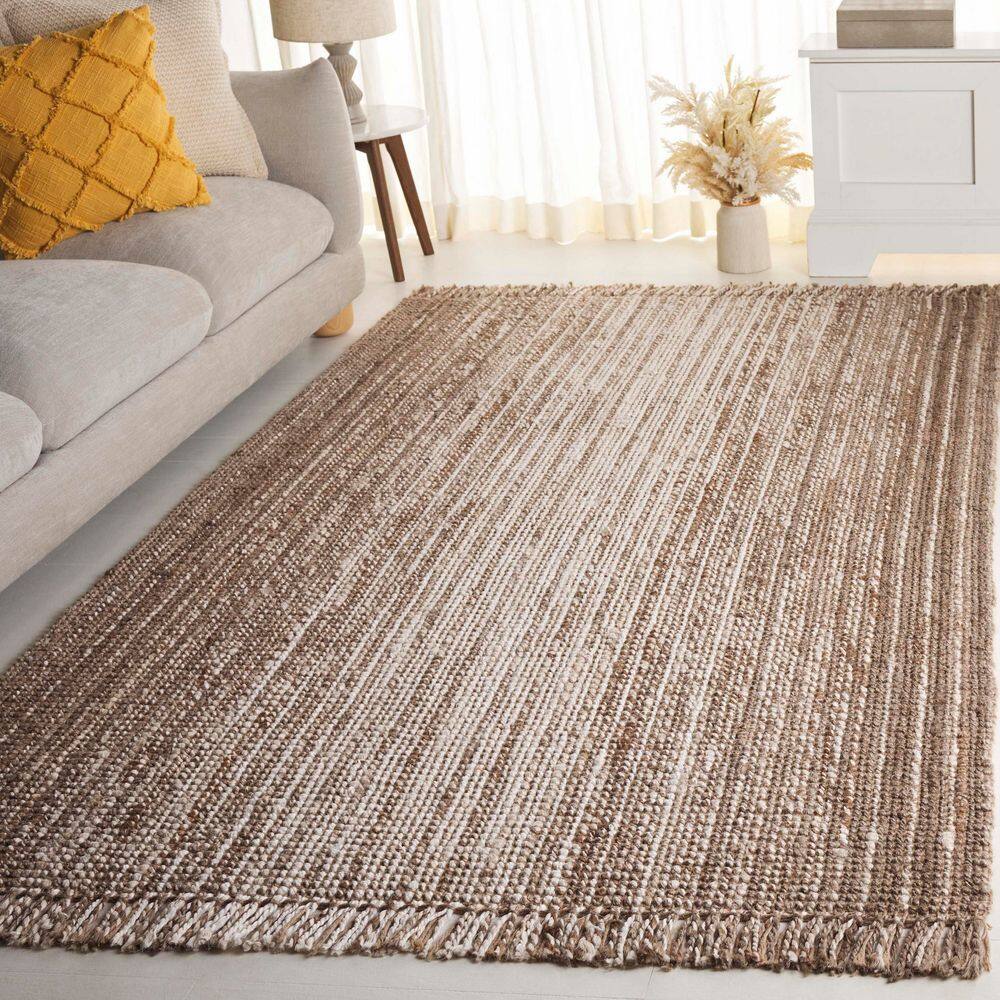 Gradient Area Rug SAFAVIEH Natural Fiber 3 ft. x 5 ft. Ivory/Gray Woven Distressed ...