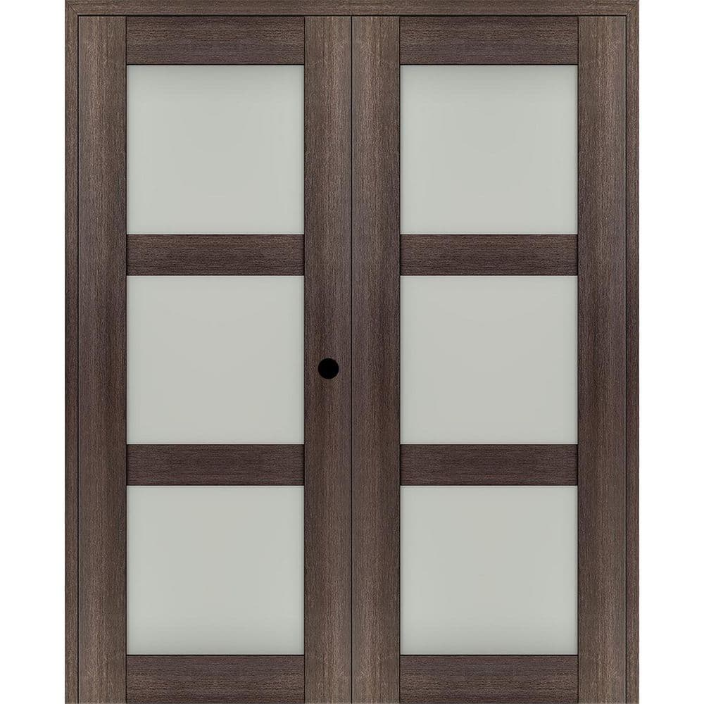 Avon 3 Lite N 56 in. x 84 in. Left Active 3-Lite Frosted Glass Veralinga Oak Wood Composite Double Prehung French Door price history on PriceWatchPro