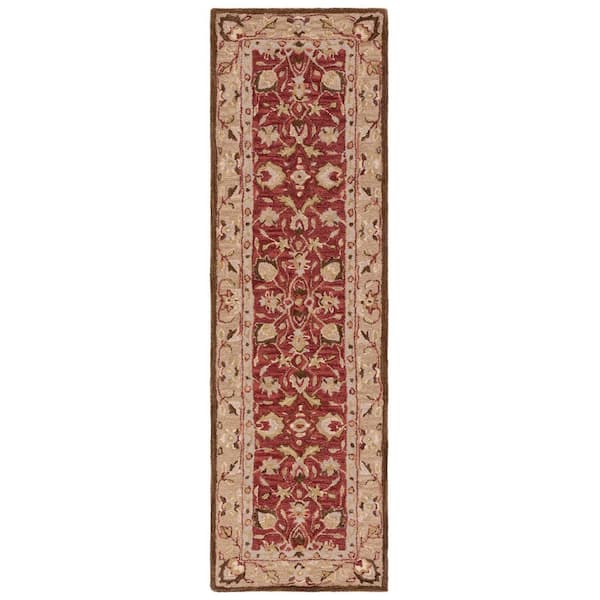 Antiquity 2 ft. x 12 ft. Red/Beige Forest Medallion Runner Rug