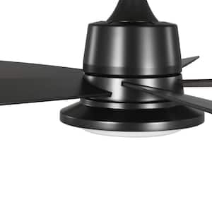 Tarsus 52 in. Indoor Integrated LED Matte Black Contemporary Ceiling Fan with Remote Included for Living Room