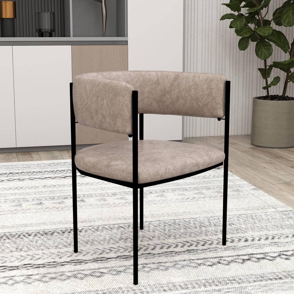 Leisuremod Dining Chair Upholstered in Leather with Open Back Design ...