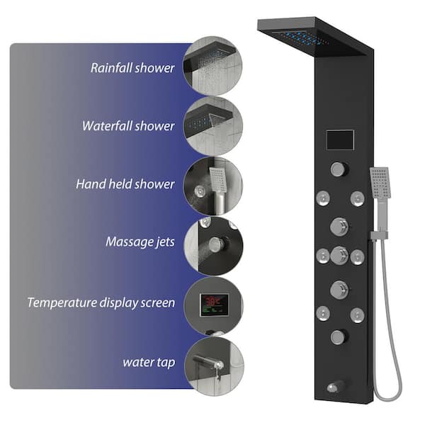 Stainless Steal LED Shower Panel with Hand Held Shower