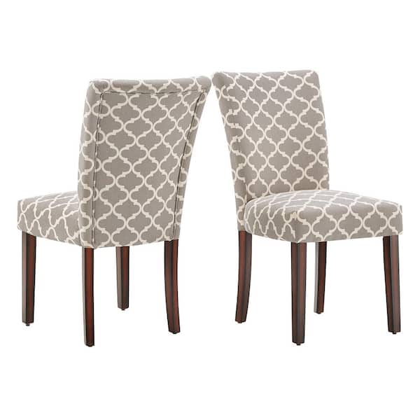 HomeSullivan Grey Moroccan Pattern Fabric Parsons Dining Chairs (Set of 2)