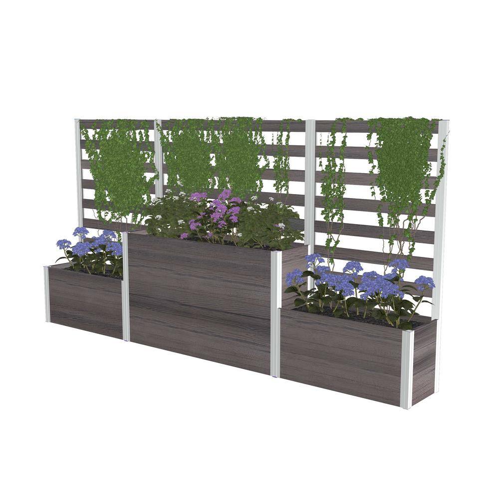 Espresso Brown Vinyl Parklette Planter Box with Trellis