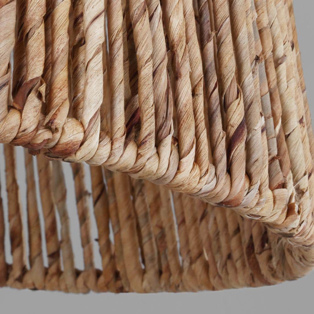 Satin Brass and Paper Rope 3-Light Drum Pendant