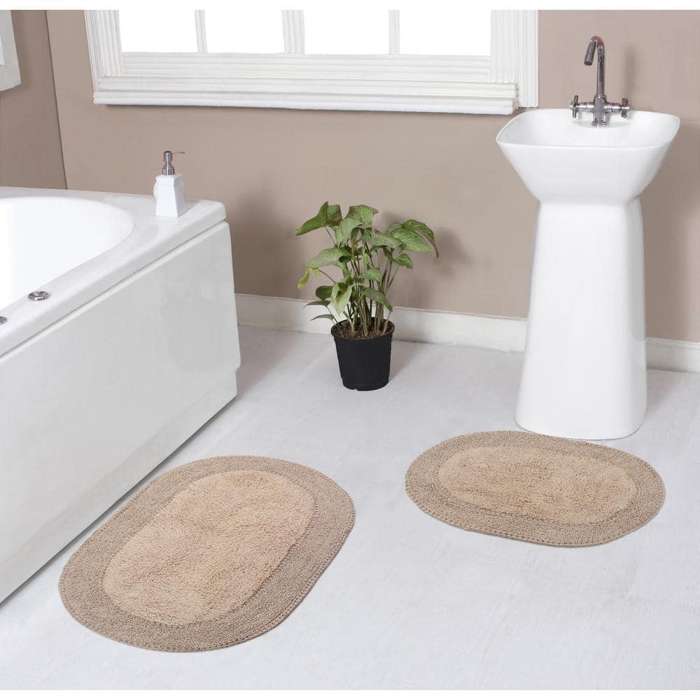  Home Weavers Waterford Collection 100% Cotton Tufted Bath Rug,  Extra Soft and Absorbent Bath Rugs, Non-Slip Bath Mats, Machine Washable Bath  Mats for Bathroom, 3 Piece Set with Runner, Linen 